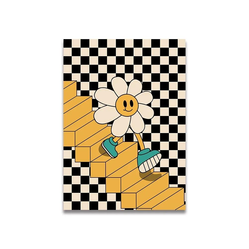 Vintage Pink Cartoon Print Canvas Posters Wall Art Poster Home Decor Canvas Print Painting Living Room Bedroom Decor Unframed