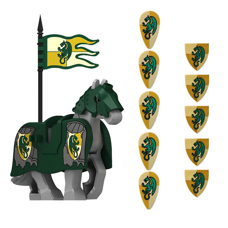 Набор средневековых строительных блоков с солдатами, лошадьми и настраиваемой броней для детей от 6 лет