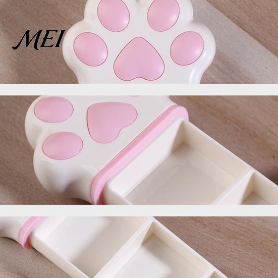Dustproof Pill Container Portable Box, Cute Cat Paw Design, with Sealed Buckle Lid, Moisture-Proof Moisture-proof Medicine Box 3 Compartment