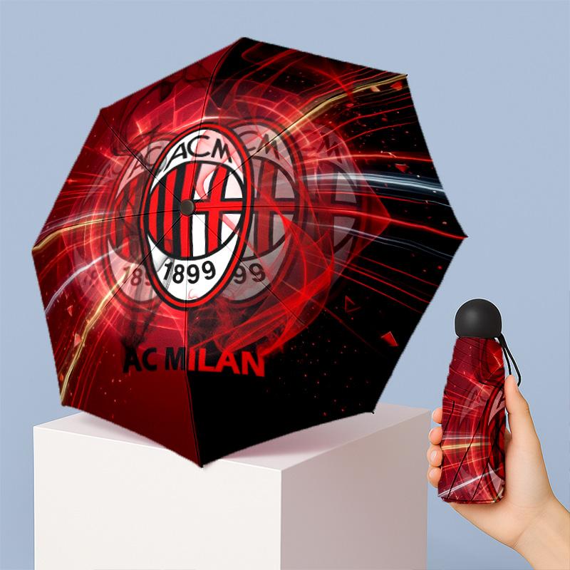 AC Milan Рисунок Печатный Мини 5 Сложений 8 Спиц Компактный Зонт Ветрозащитный Водонепроницаемый Легкий Портативный Складной