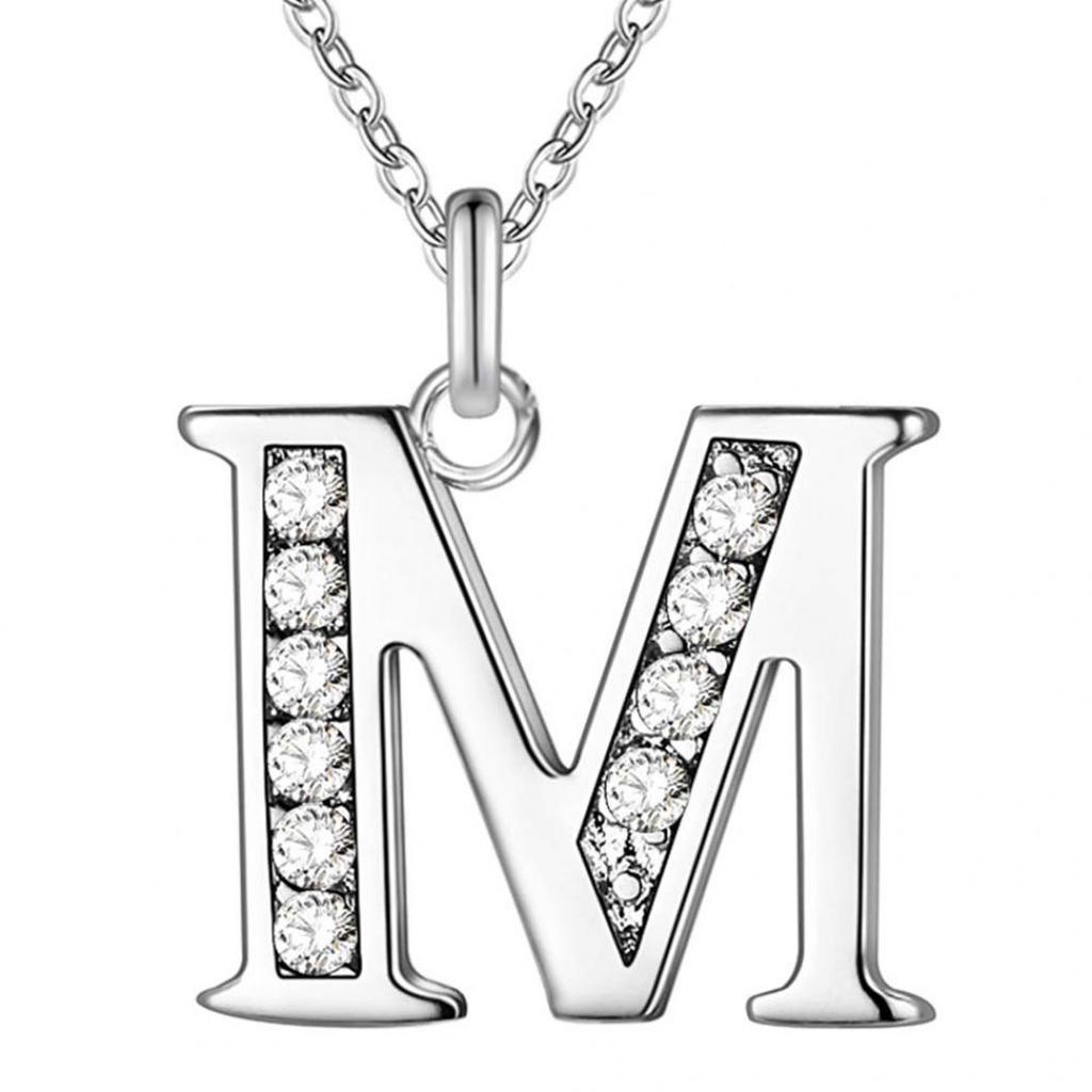 Simple Shiny Zircon 26 English Letters Pendant Women Men Thin Necklaces Jewelry MIT
