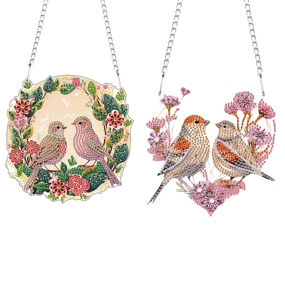 2 шт. 2D Плоские DIY Стразы Алмазное Искусство Подвески на Окно Набор для Алмазной Живописи Специальной Формы Искусство для Подвешивания на Окно для Домашнего Декора