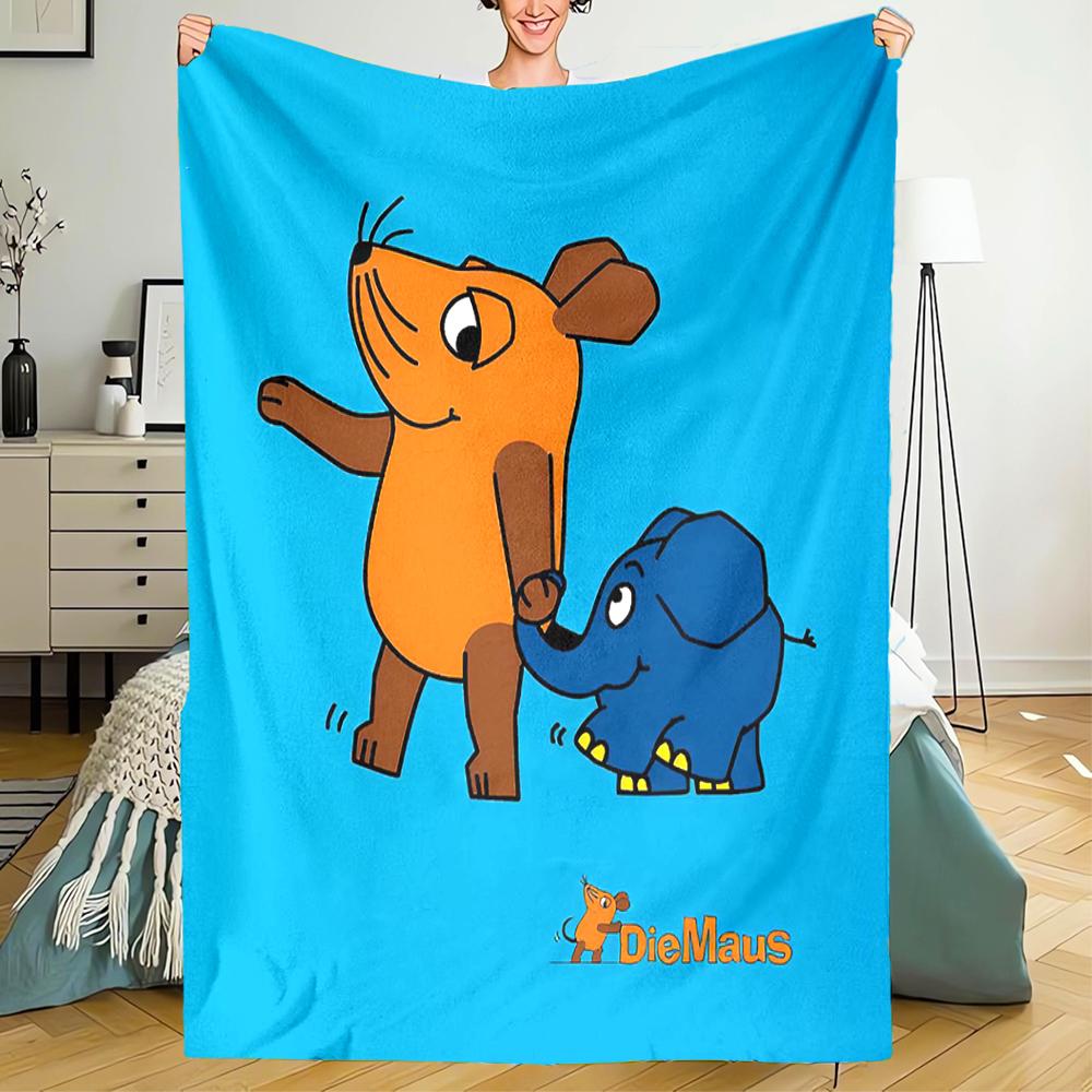 Die Maus Theme Printed Blanket - Perfect for Couch, Bed, Travel & Outdoor Use | Machine Washable, Cozy & Durable.