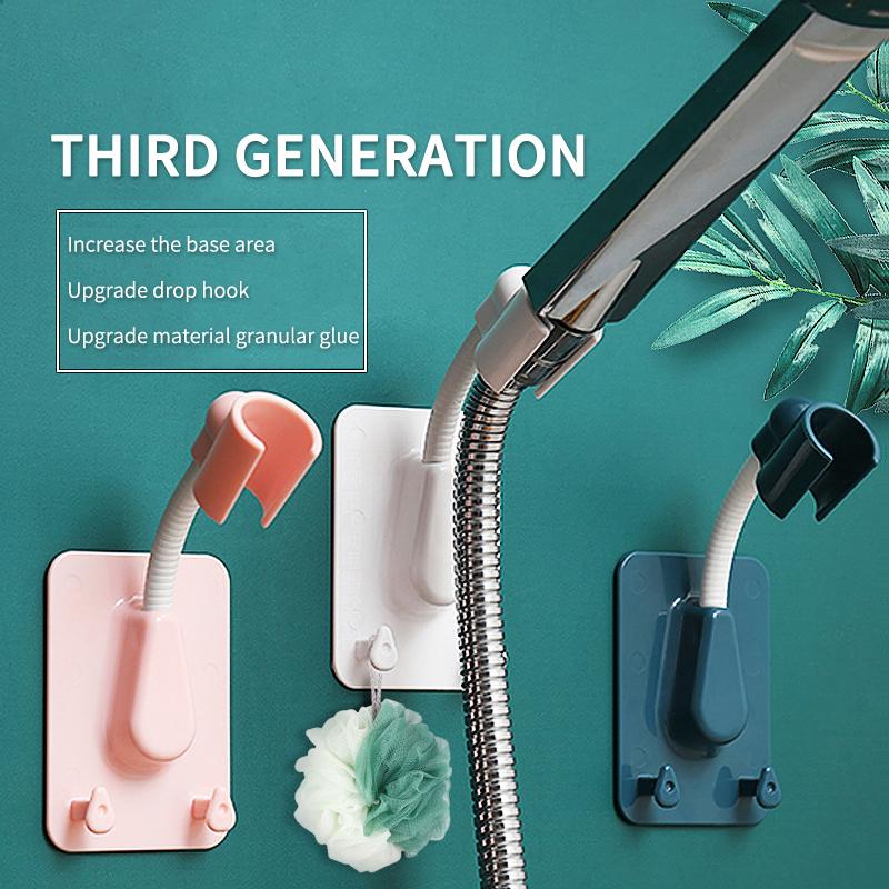 Регулируемый на 360° самоклеящийся кронштейн для насадки для душа, настенное крепление с 2 крючками, подставка для ванной комнаты, ABS
