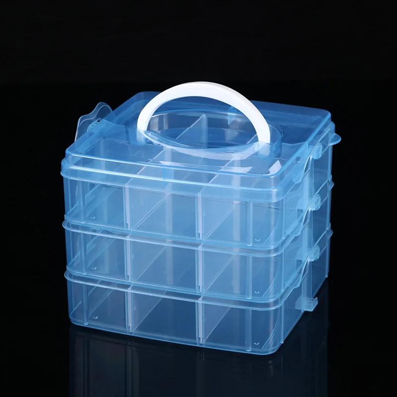 3 Tier 18-Grid Transparent Adjustable Stackable Compartment Slot Plastic Storage Box For Organizing Toys Jewelry Accessories