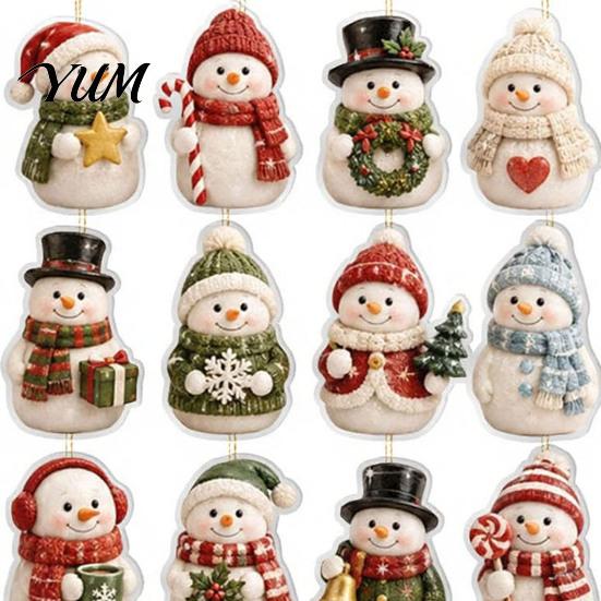 Collectible Holiday Toys Snowman Christmas Countdown Calendar, 24-Day Acrylic Ornament Set with Winter Creative Gifts Figures, Tree Hanging