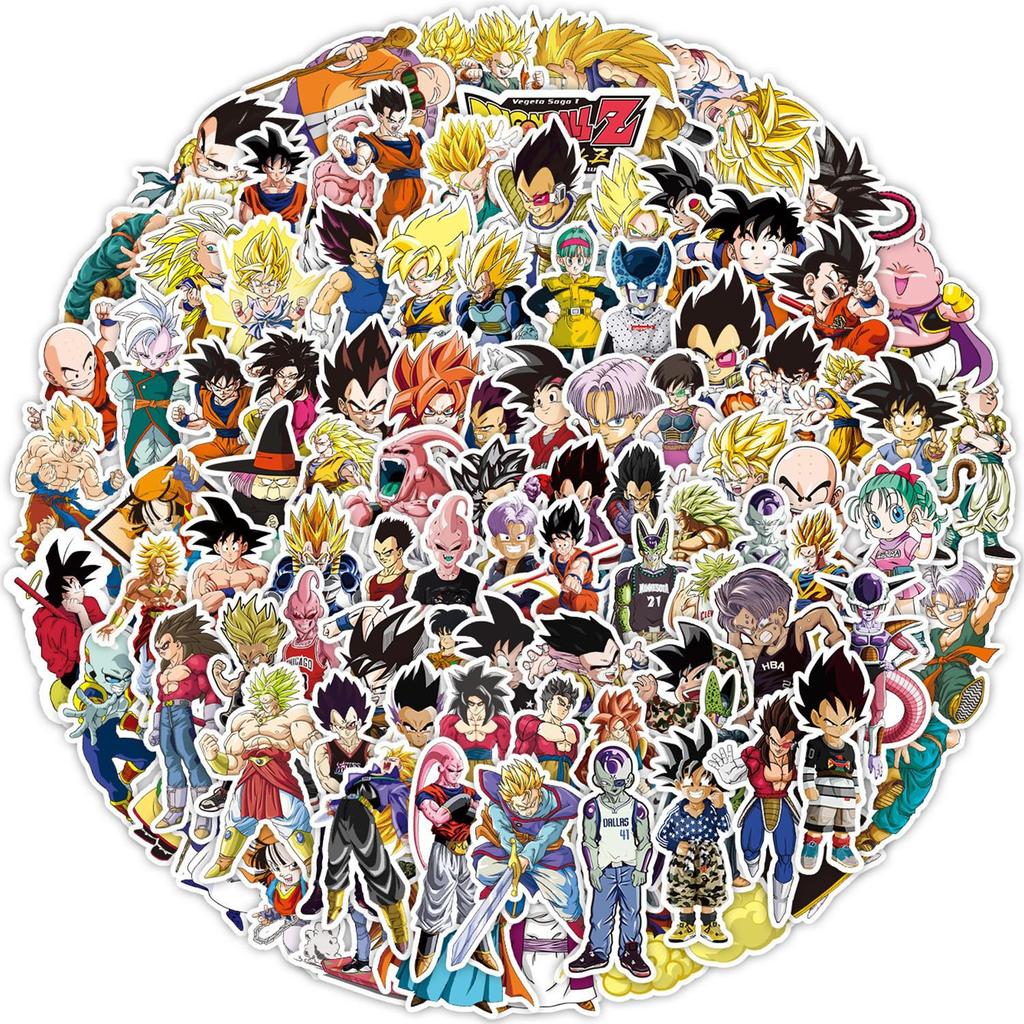 Водонепроницаемые наклейки-граффити Dragon Ball & One Piece - Набор 50/100 шт. для украшения телефона, холодильника, багажа, блокнота и дневника