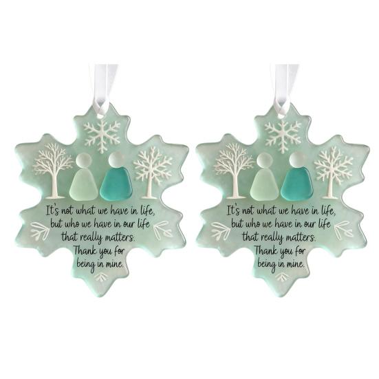 Yousheng Декор дружбы из морского стекла в форме снежинки Ручная работа Искусство из морского стекла Рождественское украшение Прибрежный сувенир дружбы для лучших друзей