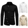 Autumn Men'S Solid Color Lapel Long Sleeve Shirt European Size Men'S Slant Placket Shirt Jacket