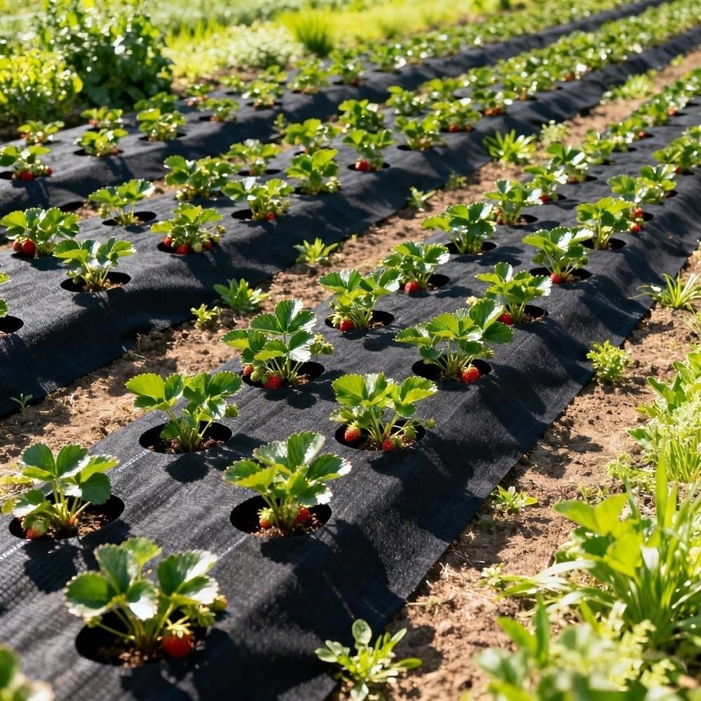 Pre-punched Holes Perforated Grass Proof Cloth Double Layer Breathable Permeable Weed Control Ground Cover Biodegradable