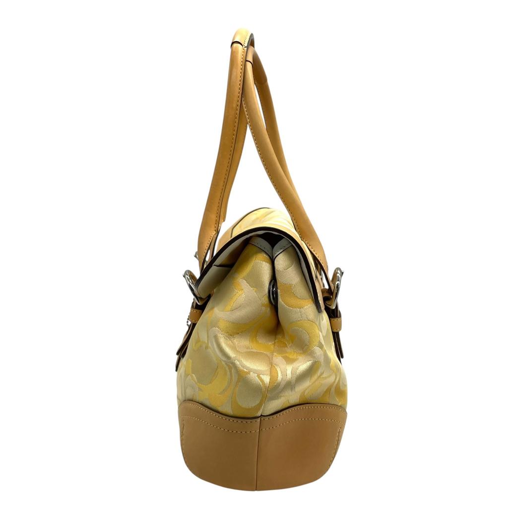 Used COACHHandbag yellow/Brown Canvas/leather Women