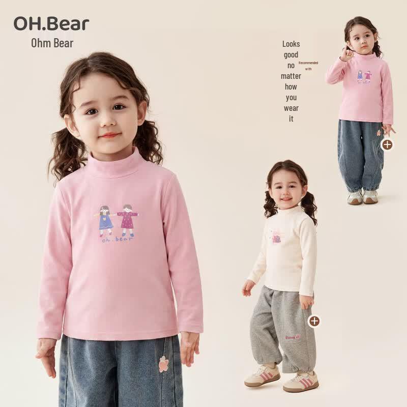 Девичья осенняя футболка с длинным рукавом Ohm Bear