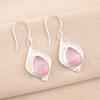 Pink Cat's Eye Gemstone 925 Stamped Silver Jewelry Handmade Hook Earrings 1.90" EE-35-44