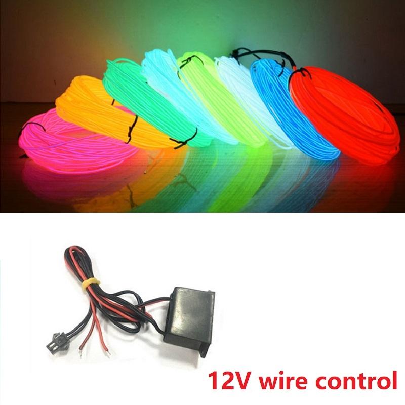 10/5/3/1M Светодиодная лента EL Wire с батарейным питанием, USB, переключателем, неоновая светящаяся гирлянда, DIY веревочная трубка, Хэллоуин, УФ-свет, разноцветный декор