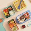 Portable Japanese Single-Layer Lunch Box - Microwave Safe, Sealed, with Compartments for Students or Salads