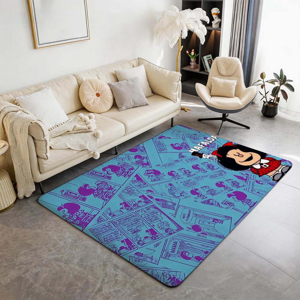 Cute Cartoon Mafalda Floor Mat Eco Flannel Doormat Non Slip Odorless Indoor Floor Rug Soft Short Plush Home Mat