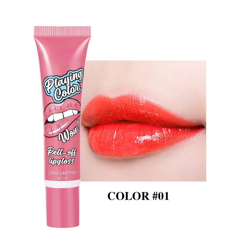 6 Colors Tear Pull Liquid Lipstick Long Lasting Lip Gloss Mask Base Waterproof Moisturizer Makeup Peel Off Lip Gloss Cosmetics
