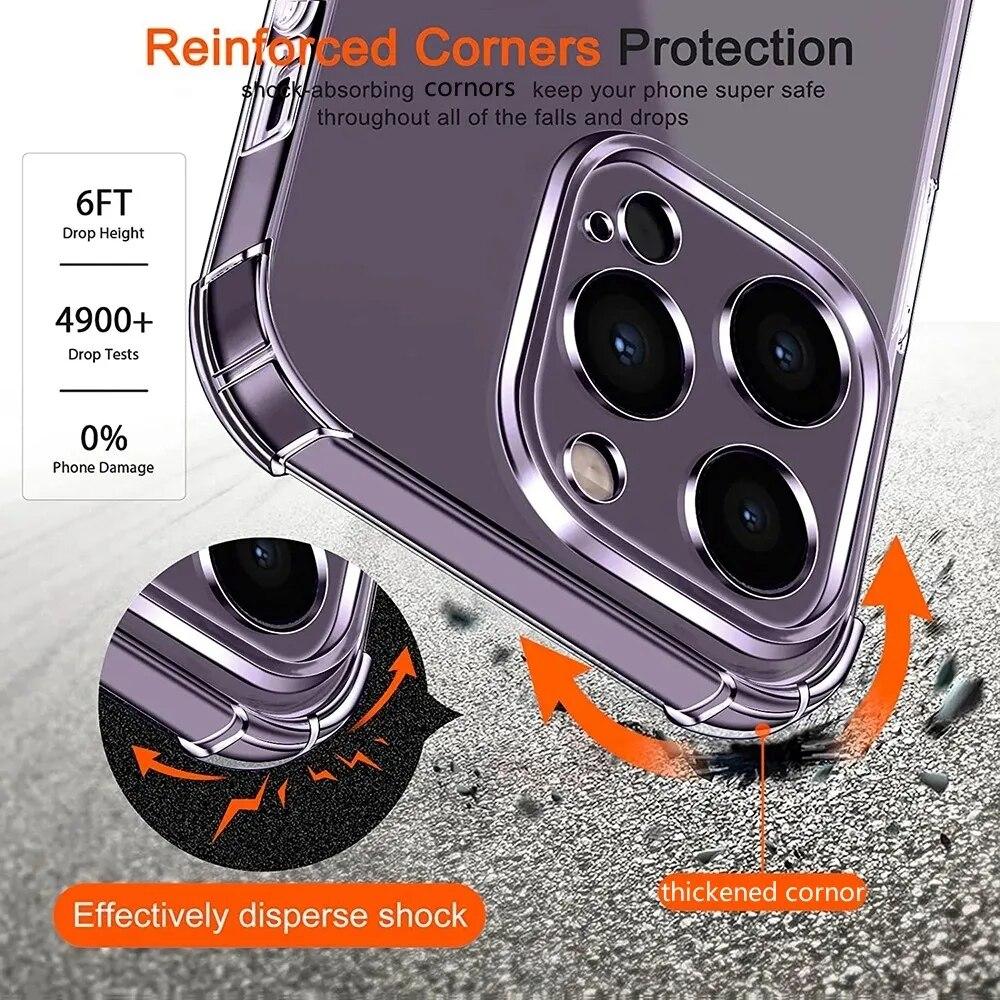 Silicone Shockproof Phone Case For Iphone 15 Pro Max Plus Back Case Thicken Corner Camera Protection For Iphone 15 Pro 2023
