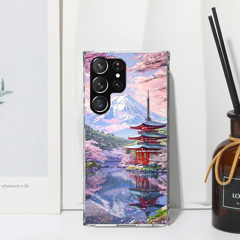Japanese Cherry Mount Fuji Phone Case For Samsung Galaxy S26 S25 Edge S24 FE S23 S22 Ultra S21 Plus S20 + Art Fundas Back Cover