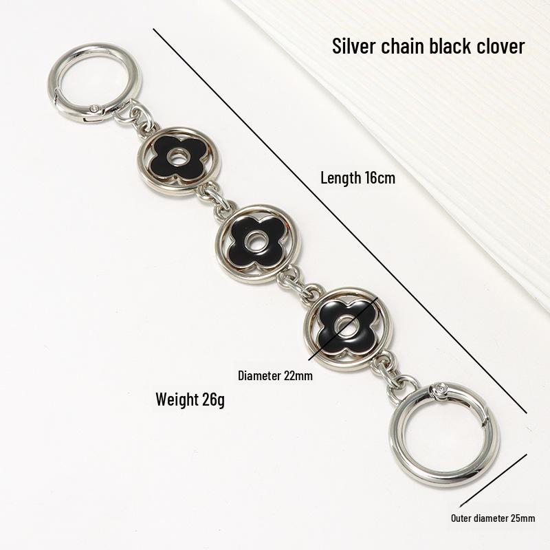 Съемный ремешок-цепочка для сумки 'Клевер на удачу' - Универсальный декоративный металлический аксессуар для сумки через плечо и рюкзака