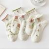5 Pairs/Pack Cartoon Sock Breathable Lace Socks Cute Women Sock