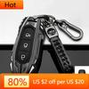 Внутренние накладки для Ford Focus 4 ST Mondeo 5 MK5 Mustang F-150 Explorer Edge Fiesta Kuga MK3 4 Кожаный цинковый чехол для брелока автомобиля