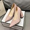 Fashion 2025 Shoes Thick Heel Woman Pumps Candy Color Women  Office Pointed Toe High Heels Wedding Female Heel Shoes