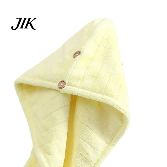 Moisture Wicking Hair Towel Coral Fleece Wrap with Button, Thick Quick Dry Super Odor Free Drying Cap Absorbent Turban, for Long Women