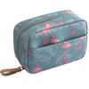 Women Mini Flamingos Stripe Zipper Travel Makeup Storage Bag Pouch Organizer