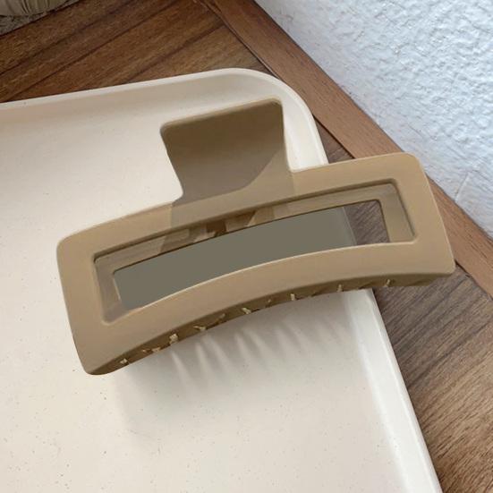 Rectangle Non-slip Hair Claw Crossing Teeth Spring Design Solid Color Frosted Large Shark Hair Clamp Hair Accessories