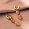 New 2023 Heart Design Natural Stone Earrings For Women Orange Fall Fashion