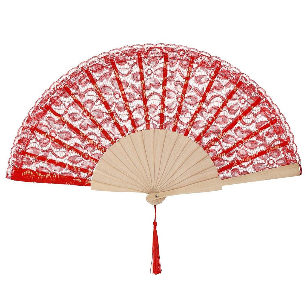 Ручной Складной Веер с Кружевной Отделкой Винтажный Древний Складной Веер Элегантный Классический Веер Фотография
