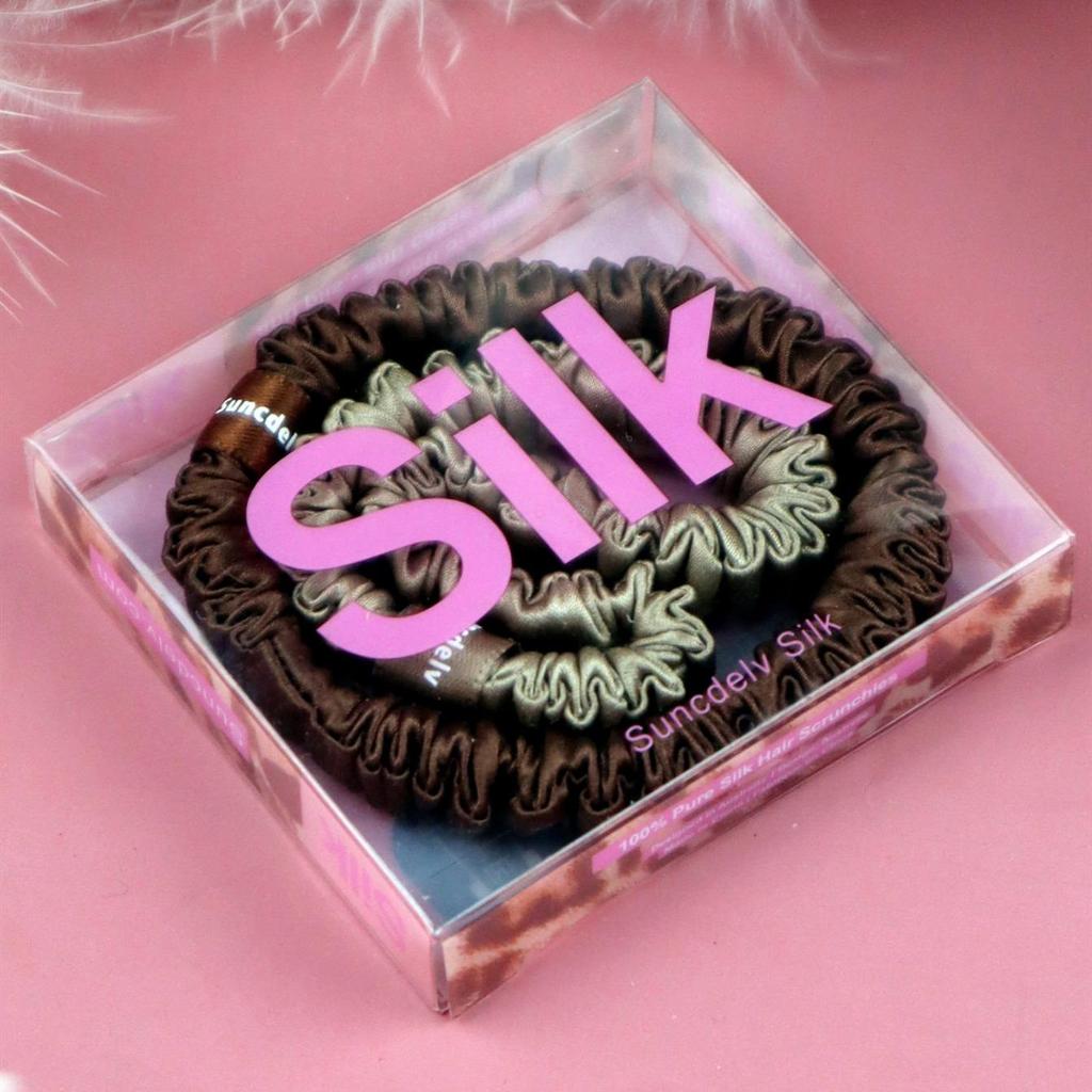 2PCS 100% Silk Hair Scrunchies For Women Girls High Quality Hair Ties HairBands Silk Suitable for Valentine's Day 22Momme Silk Hair Accessoires