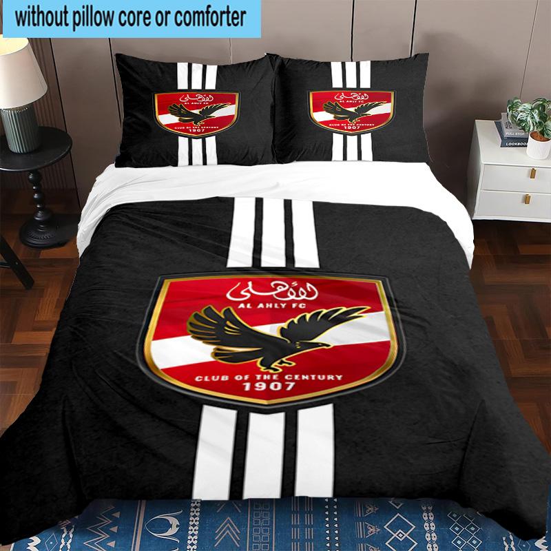 3pcs Al Ahly FC Printed Bedding Set Duvet Cover Closure Includes 1 Duvet Cover & 2 Pillowcases Bedding Sets Home Decor Gifts