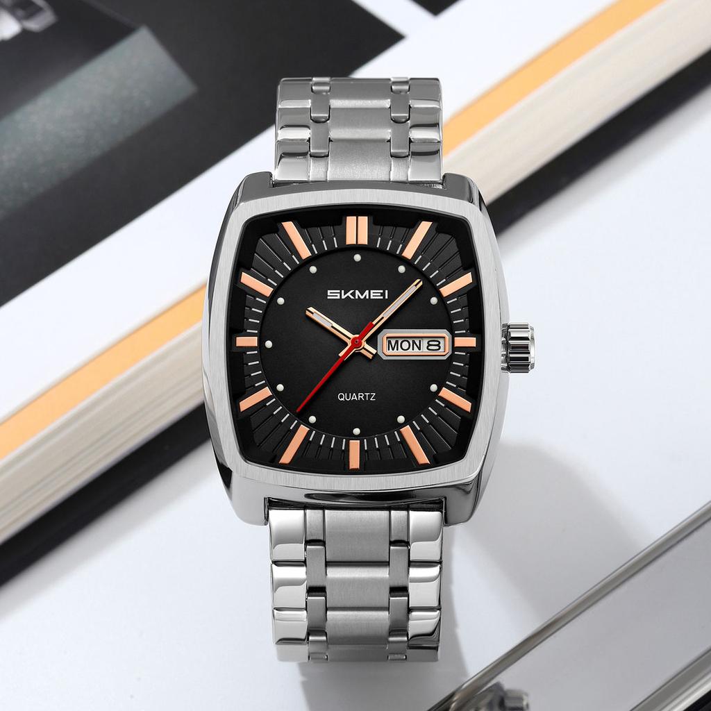 Luxury Quartz Mens Casual Watches Square Quartz Movement Waterproof Mens Wristwatches Date Week Display Male Clock
