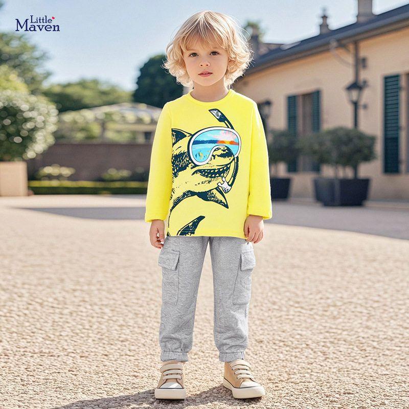Little Maven European and American Style Boys' T-Shirt, Cute Kidsren's Top in Autum, Cartoon Long-Sleeved Cotton Kidsren's T-Shirt