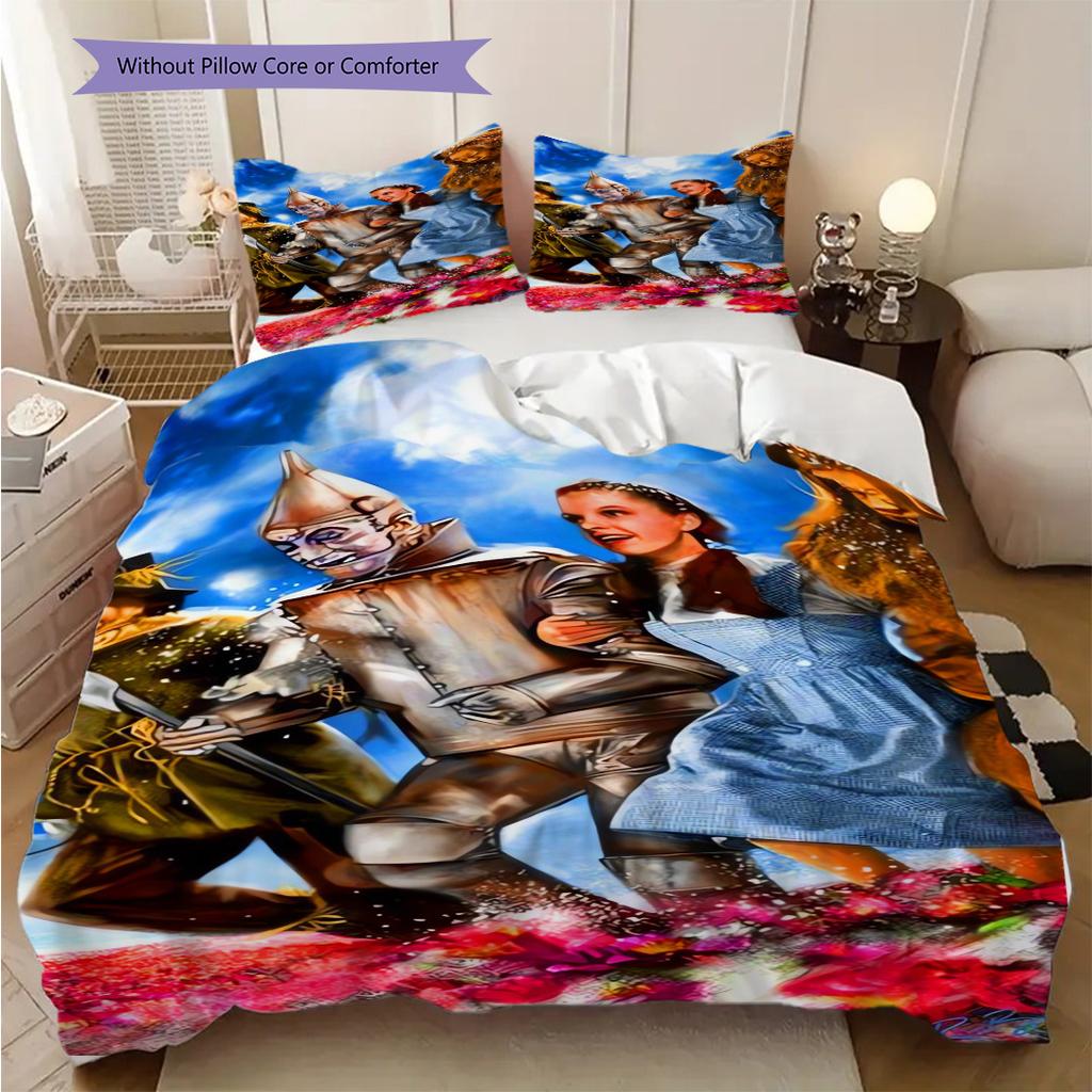 Fantasy Magic Adventure Three-piece set (1 * duvet cover + 2 * pillowcase, without core) 2D Flat Bedding set Christmas birthday gift