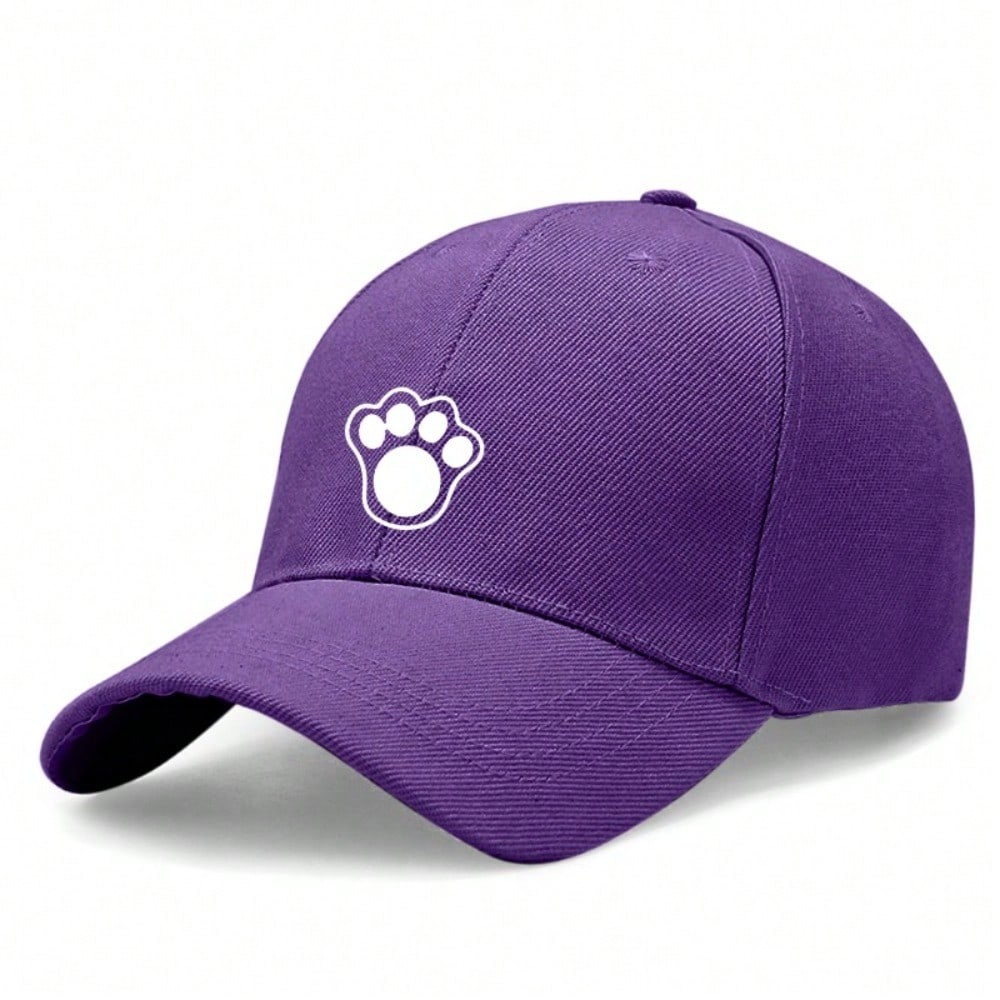 [Cute Paw Print Baseball Cap] Adorable Unisex Paw Print Light Beige Polyester Adjustable Breathable Curved Brim Hat, Pet Lover Gift for Daily Wear