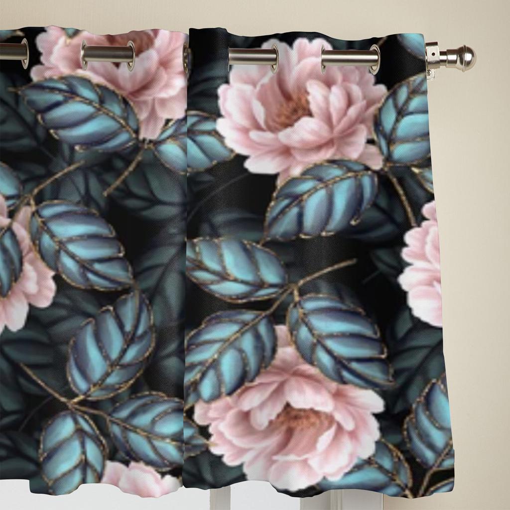 Занавеска на окно с розами и листьями для гостиной, спальни, украшения, роскошные кухонные занавески с балдахином