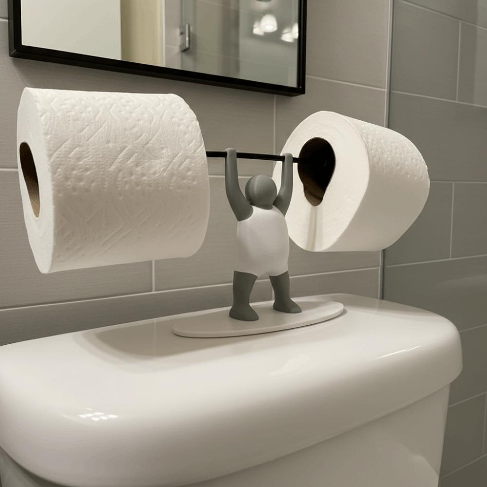 Funny Barbell Toilet Paper Holder Space Saving 3D Printed Toilet Paper Rack Home Decor