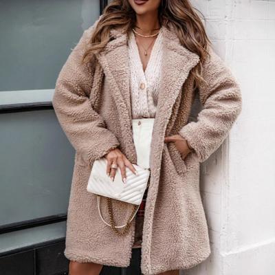 Yousheng Женское флисовое пальто Повседневное пальто-кардиган из искусственного меха шерпа с лацканами, с длинными рукавами и открытой передней частью, теплая зимняя верхняя одежда