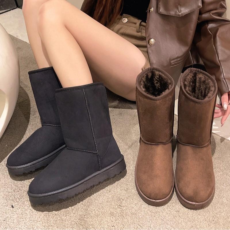 Женские зимние ботинки 2025 новая осень и зима с набивным утолщением женская обувь теплые снежные хлопковые ботинки зимние сапоги высокие сапоги внешняя торговля