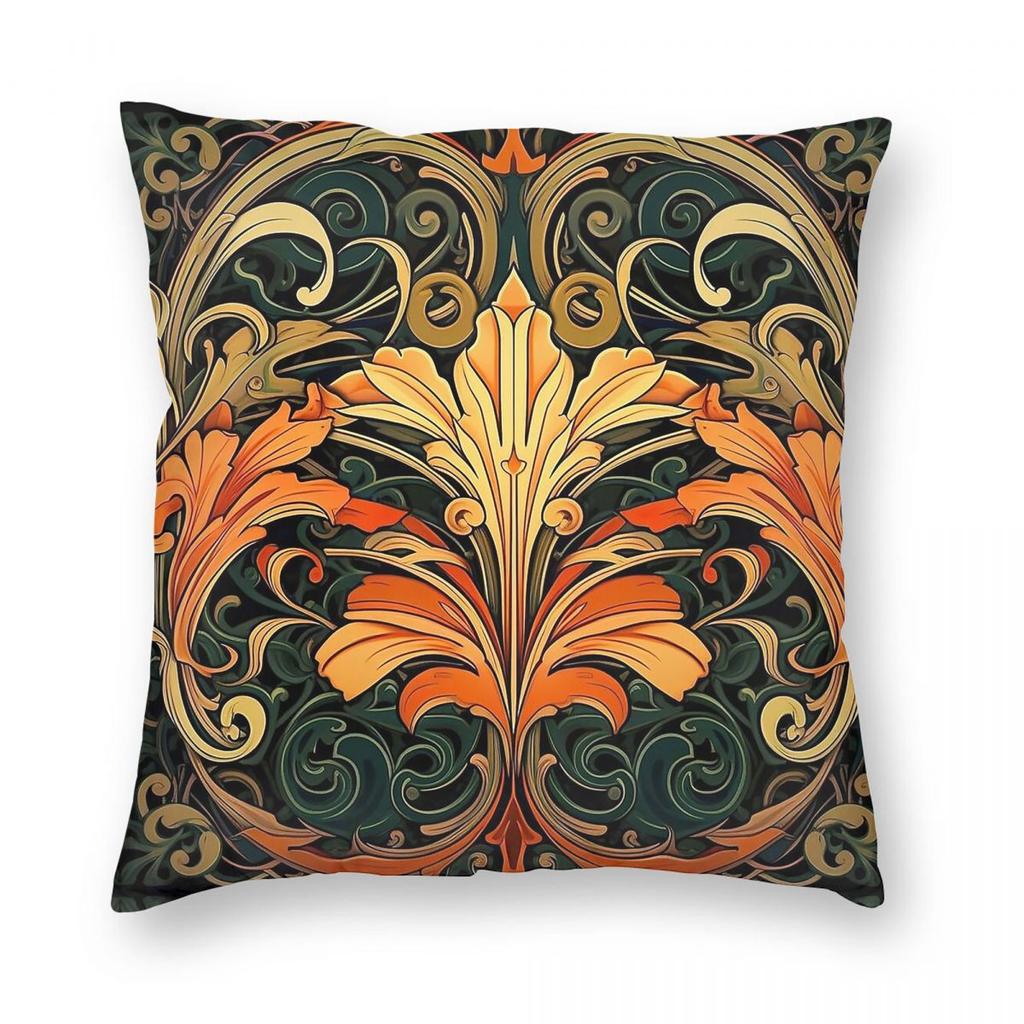 Art Nouveau Floral Nature Plant Pillowcase Polyester Linen Velvet Pattern Zip Decor Car Cushion Cover