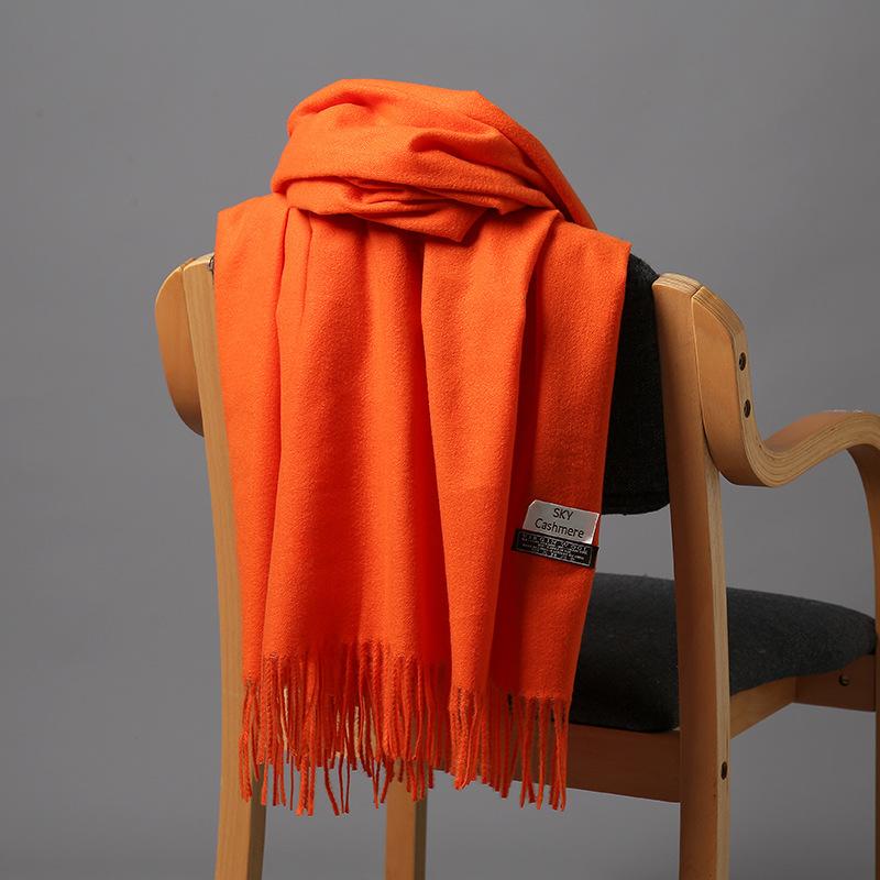2025 New Autumn/Winter Women'S 18 Solid Color Imitation Cashmere Scarf, Single Color Thickened Warm Shawl