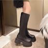 Fashion Vintage Women Knee High Boots Fashion Platform Modern Long Booties Winter Casual Square Heels Shoes