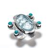 Кристалл Кракле, Бирюза Драгоценный камень 925 Стерлинговое серебро Ювелирное кольцо Размер 9 N4W30