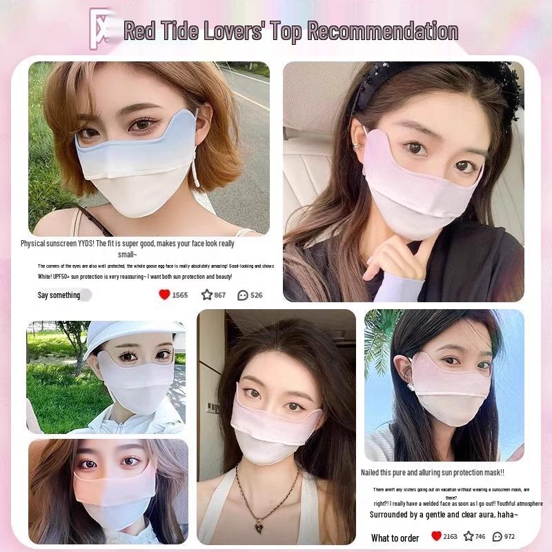 Women's Anti-UV Sunscreen Mask with Eye Corner Protection - Ice Silk Full Face Cycling Sunshade for Summer 2025