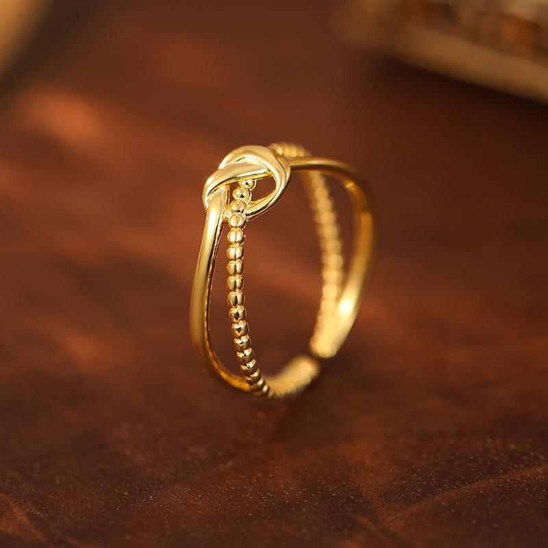 Кольцо Banyan Tree из серебра 925 пробы с двойным открытым узлом — корейский тренд, модно, просто и элегантно для женщин.