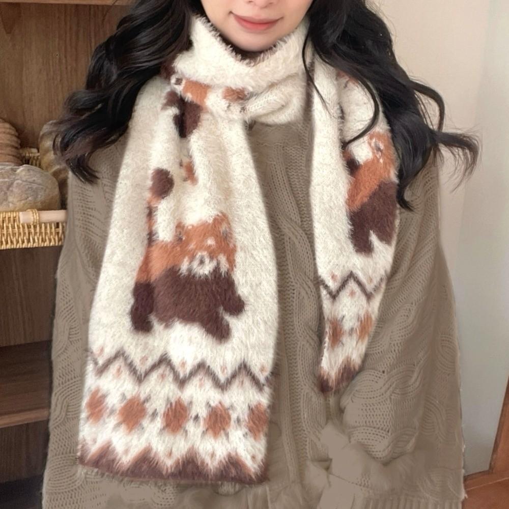 Soft Winter Scarf Cat Shawl Wrap Cute Mink Wool Scarf Women