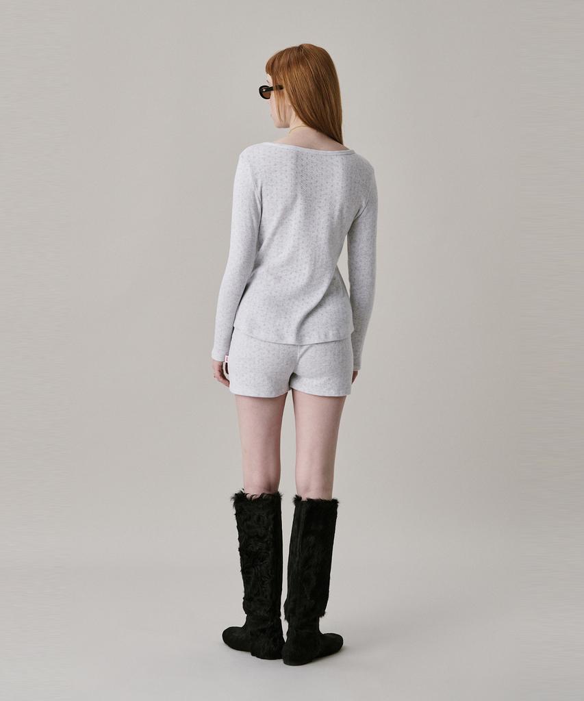JUNEJUNE SPACE Patterned Henry Neck T-Shirt_Grey